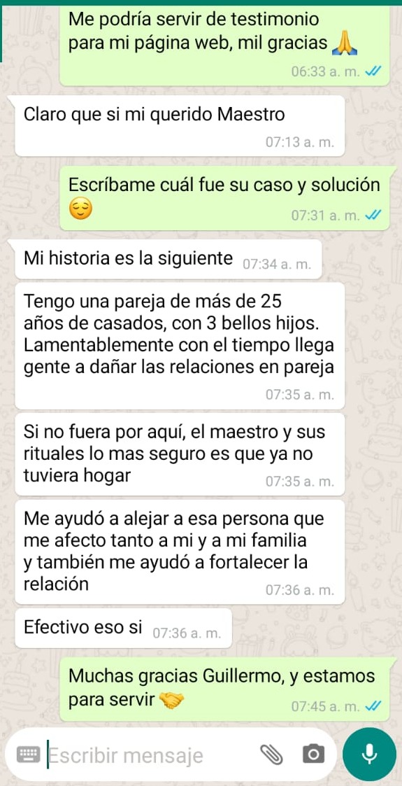 Captura de WhatsApp testimonio Edgar