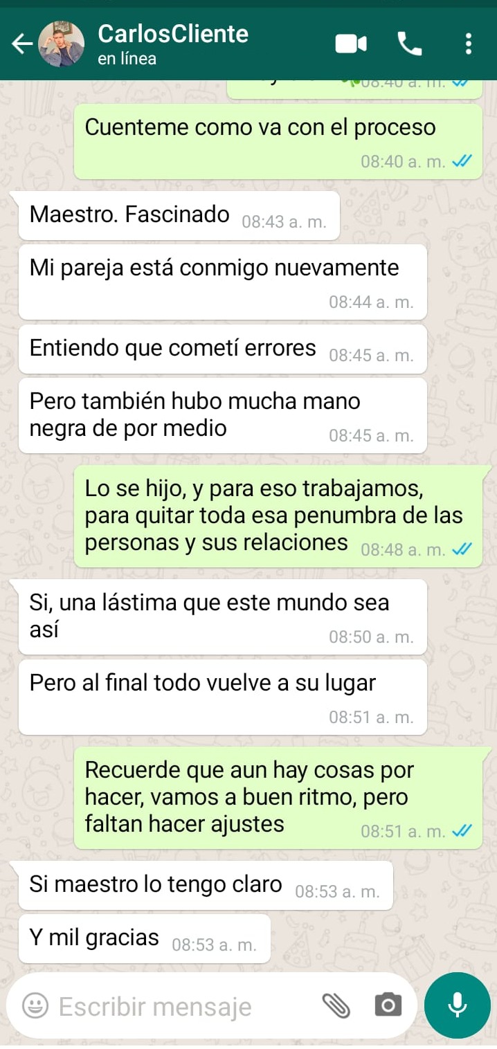 Captura de WhatsApp testimonio Juan Sebastián
